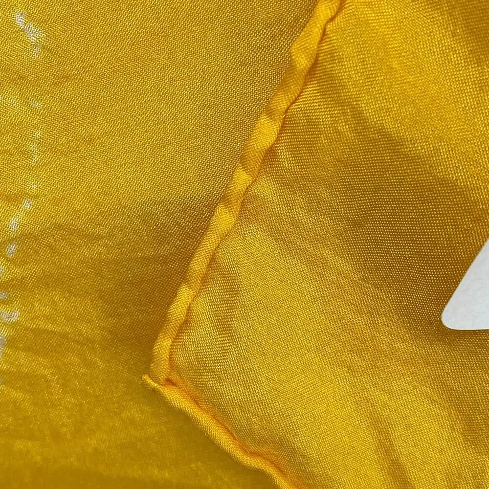 Scarf Silk Crepe De Chine Shibori Tie Dye Hand Rolled Shawl Wrap Yellow